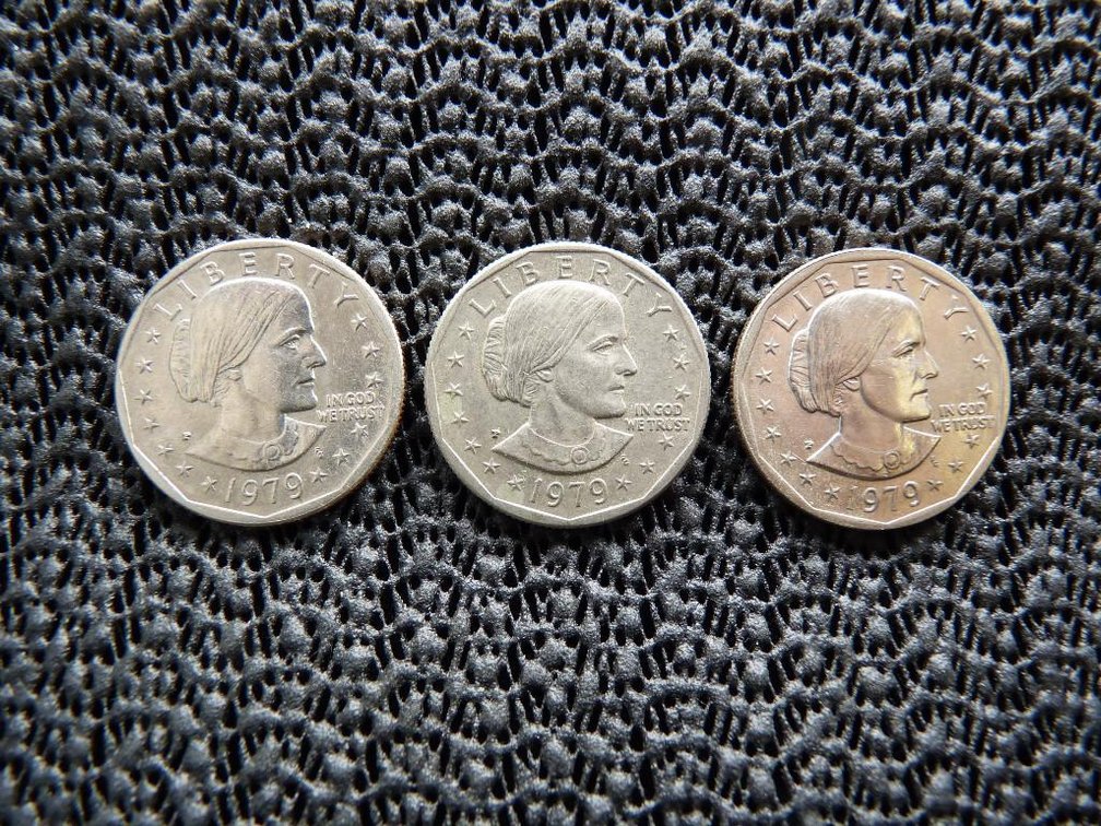 3 Susan B Anthony Dollars 1979-P