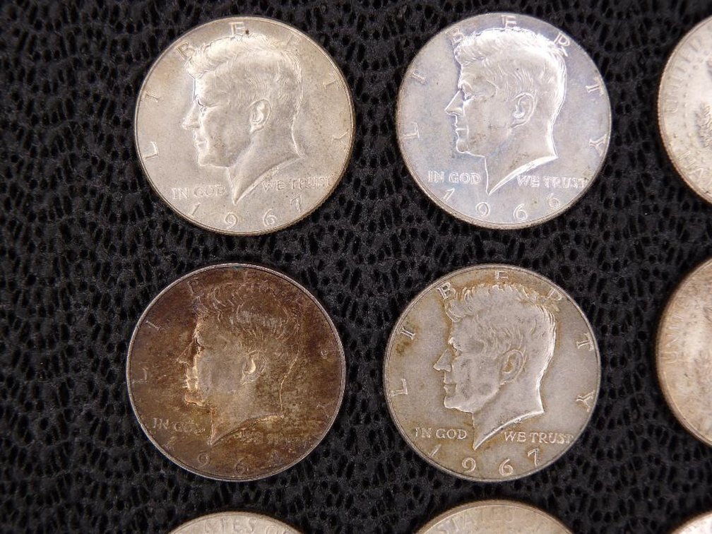 13 Kennedy Half Dollars 1964 -1969 & 2 Washtington Quarters 1956, 1964