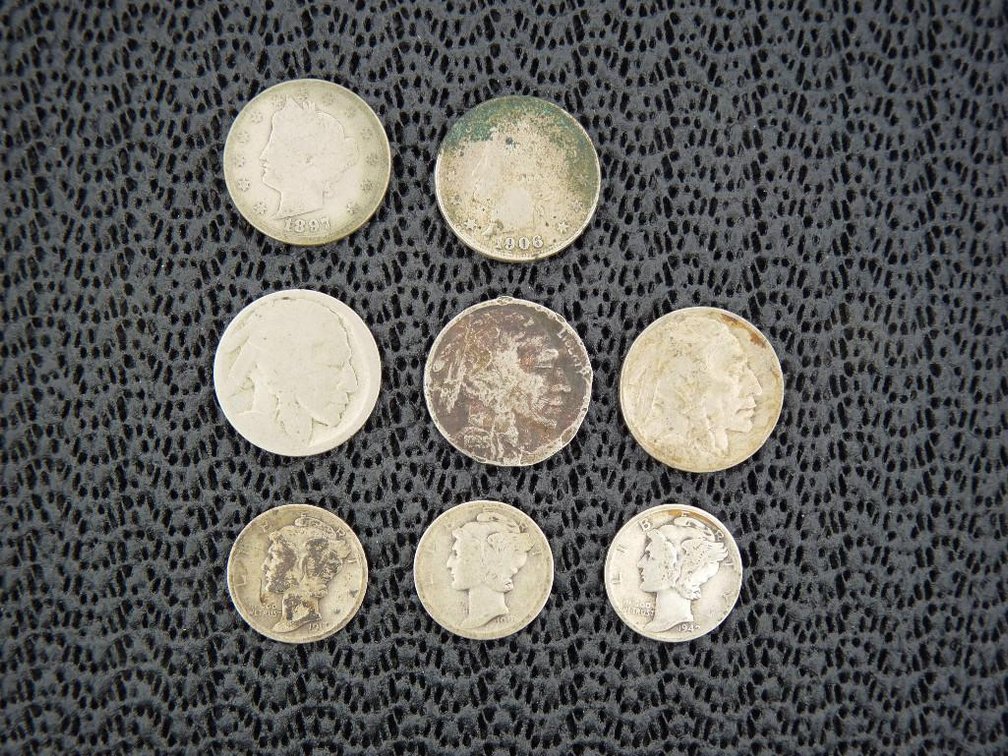 8 Coins Incl Mercury Dimes, Liberty Head Nickles and Buffalo Nickles