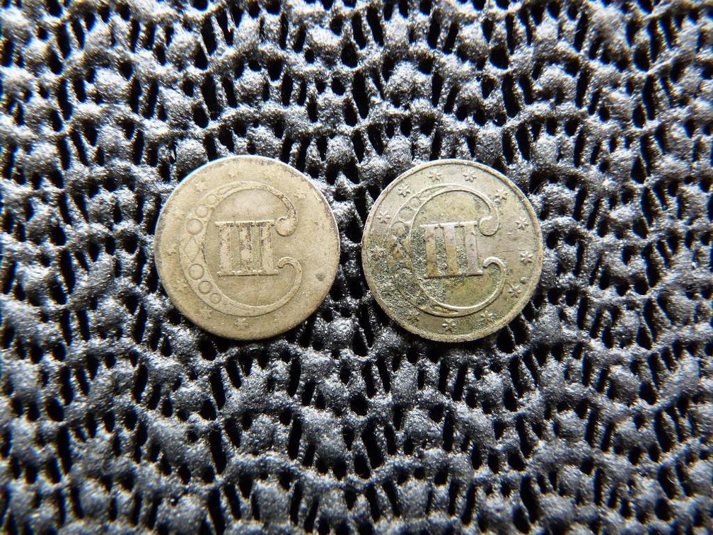 Three Cent Pieces 1852, 1853