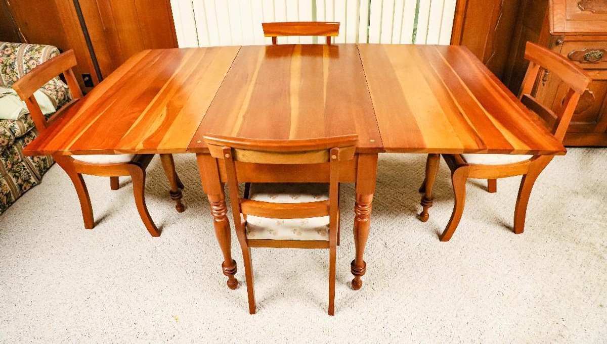 Solid Cherry Gateleg Table and Four Chairs