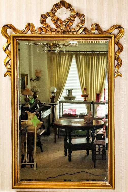 Large Wall Mirror With Ribbon Pediment