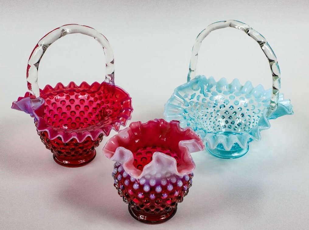 Three Fenton Hobnail Glassware