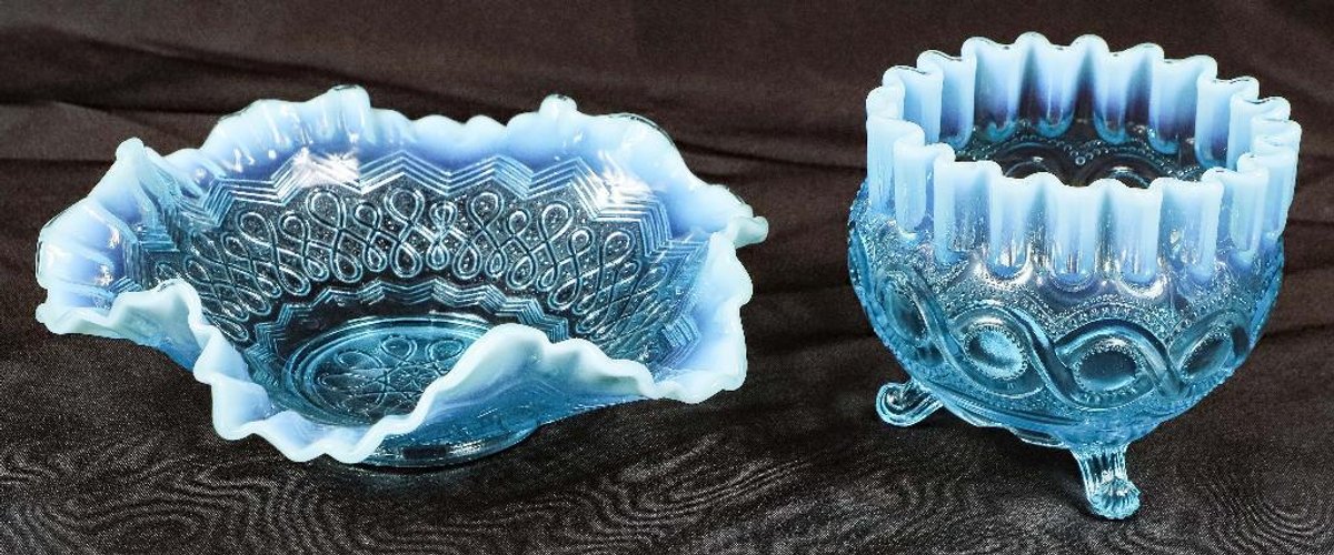 Two Blue Opalescent Bowls