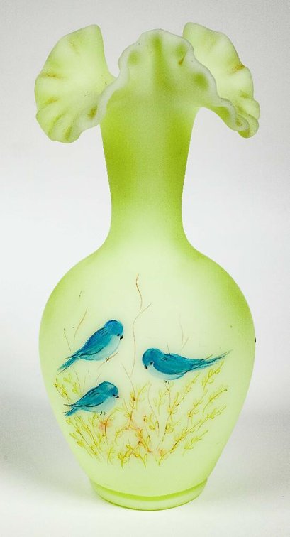 Uranium Fenton Burmese Satin Art Glass Vase