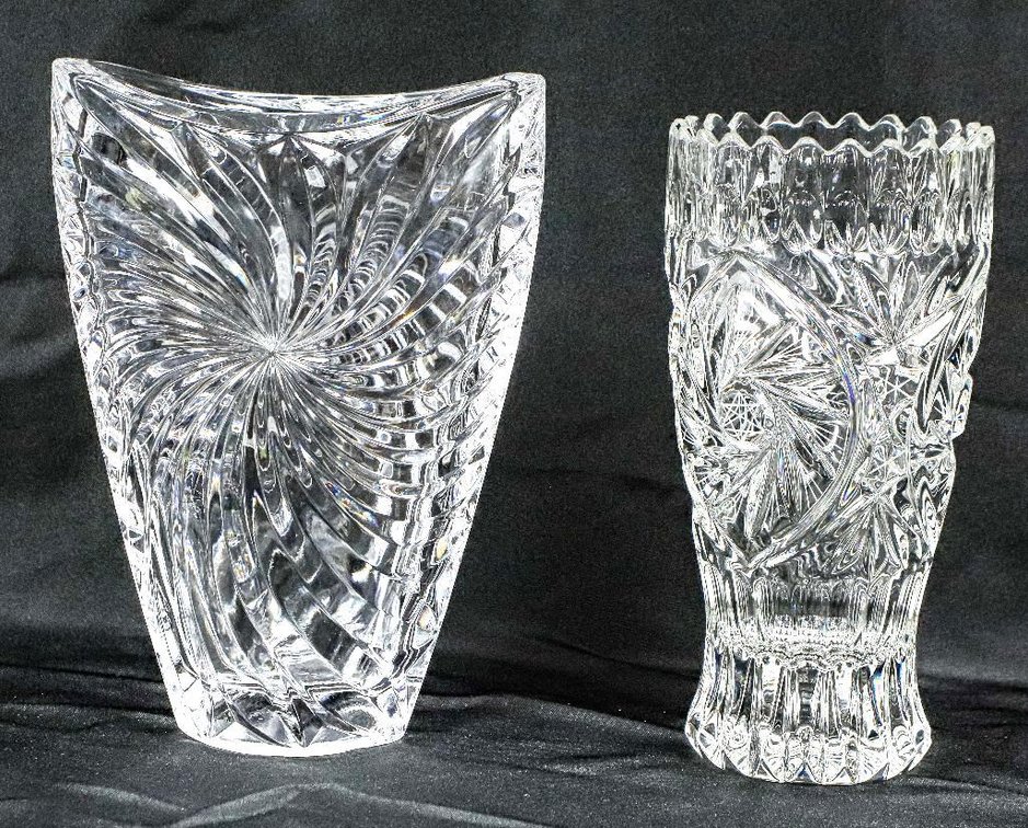 Two Crystal Cut Vases