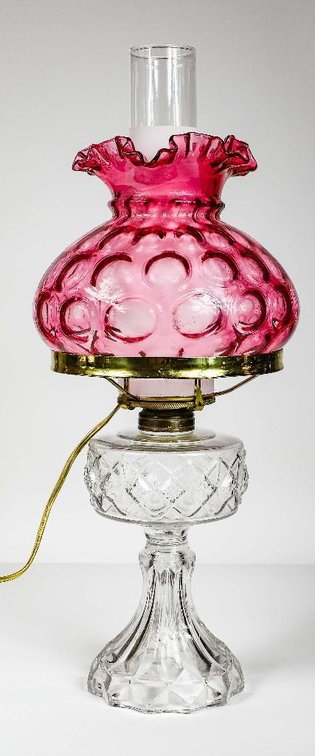 Pressed Glass Electrified Oil Lamp