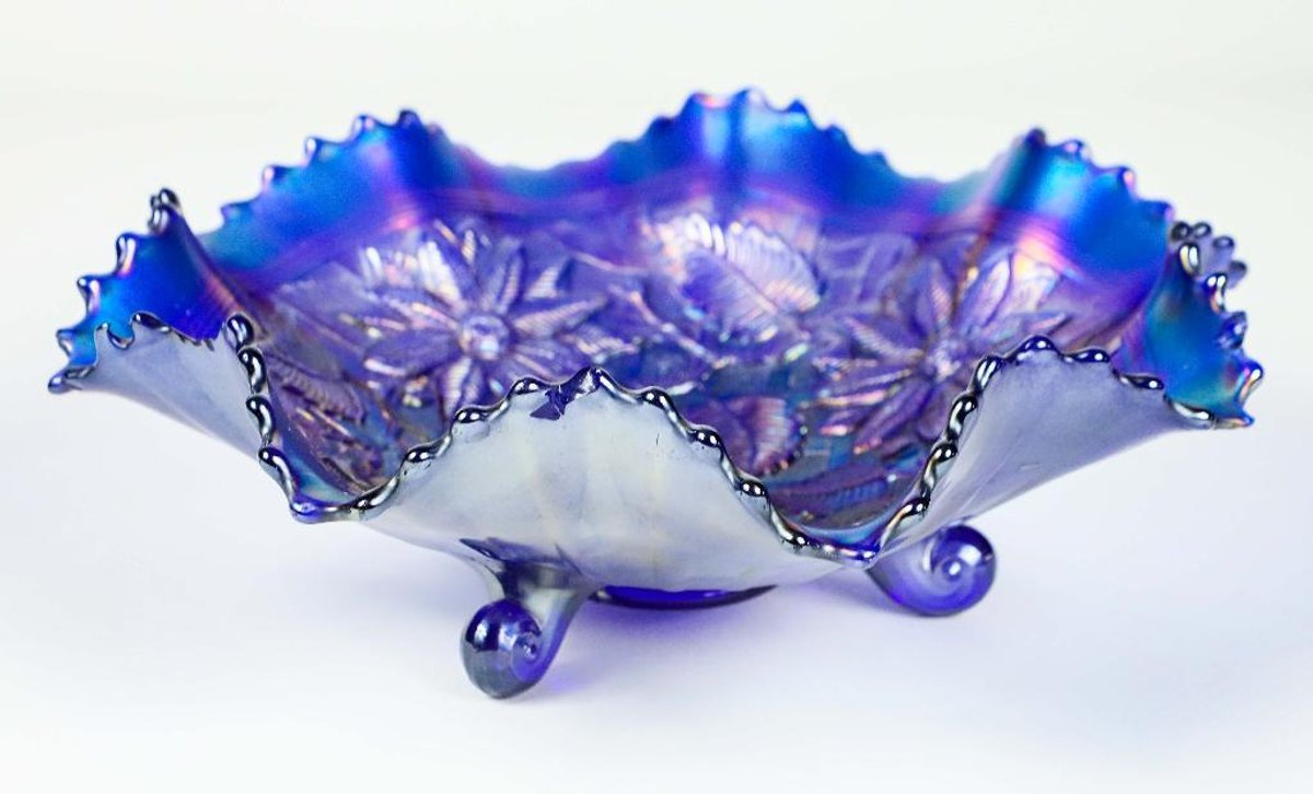 Northwood Amethyst Poinsettia Carnival Bowl
