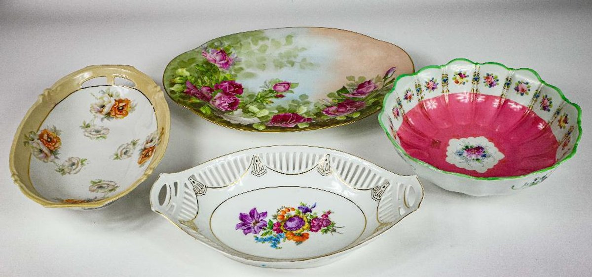 Hand Painted and Transferware China Bowls and Platter