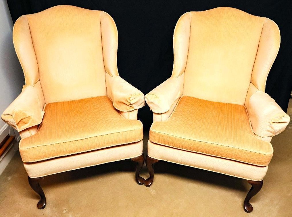 Pair Queen Anne Wing Back Chairs