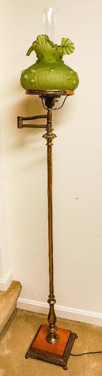 Bridge Floor Lamp with Green Shade