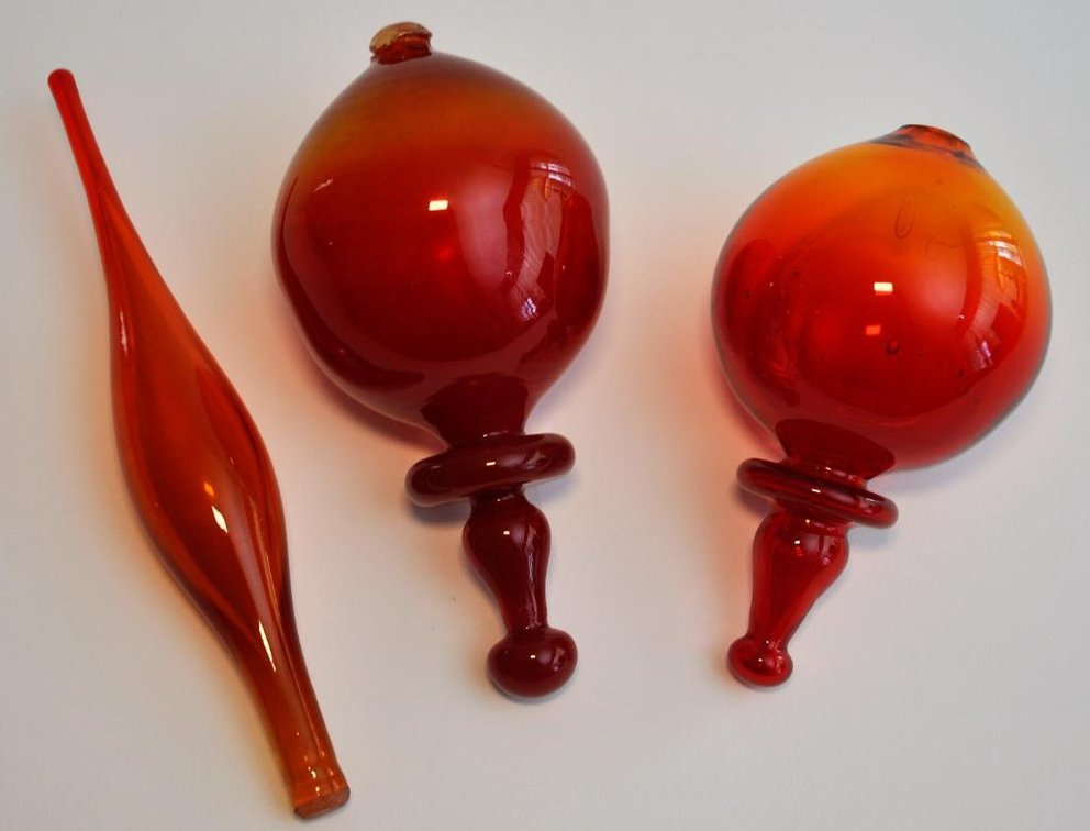 Three Glass Stopper Toppers by Blenko
