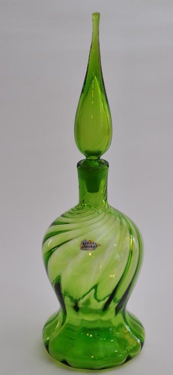 Green Glass Swirl Decanter by Blenko