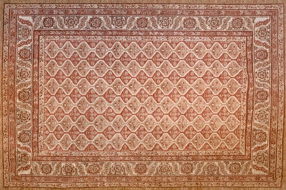 Hand Knotted Wool Transitional Rug From Pakistan