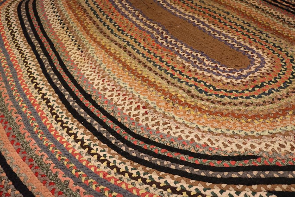 Vintage Hand Braided Oval Rug