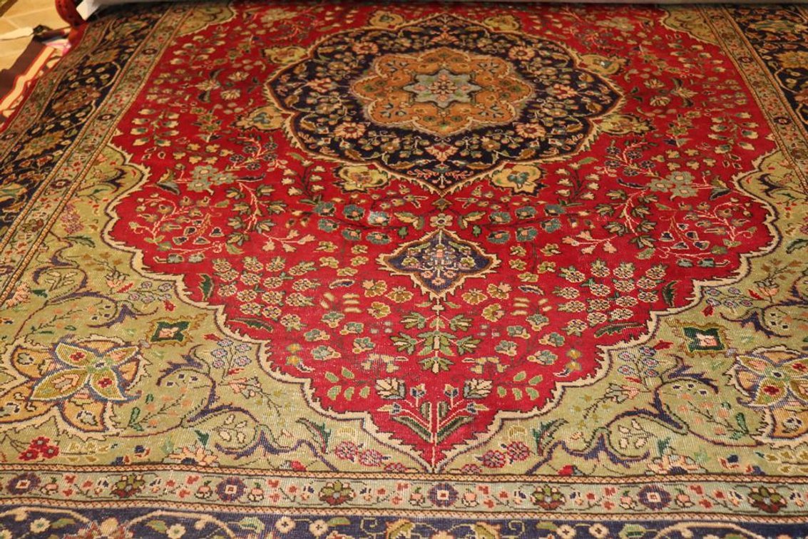Vintage Hand Knotted Wool Tabriz From Iran