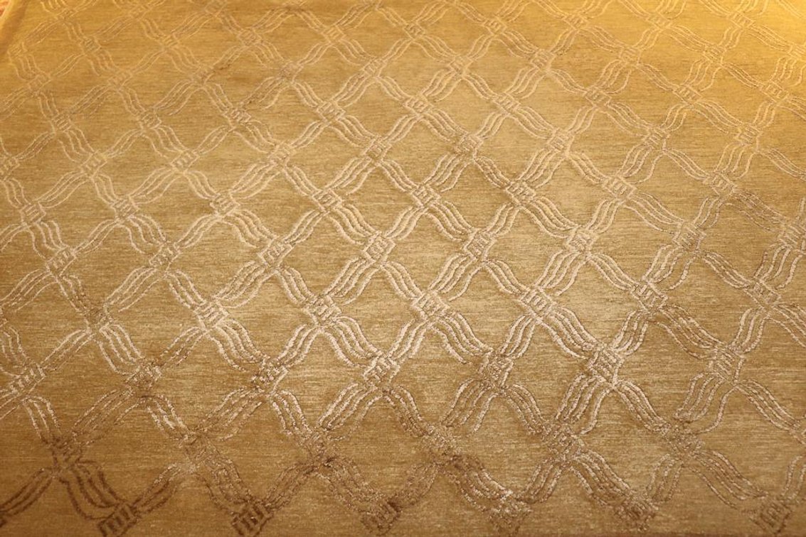 Hand Knotted Silk and Wool Tibetan Rug From Nepal