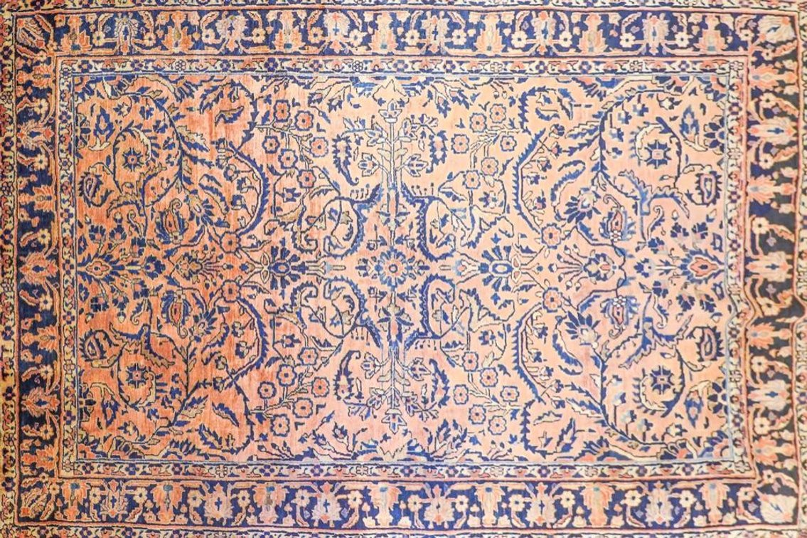 Antique Hand Knotted Wool Sarouk From Persia
