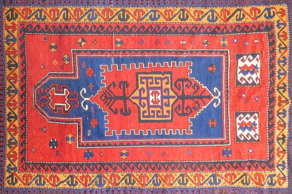 Antique Hand Knotted Wool Kazak (Prayer Rug) From Northwest Persia