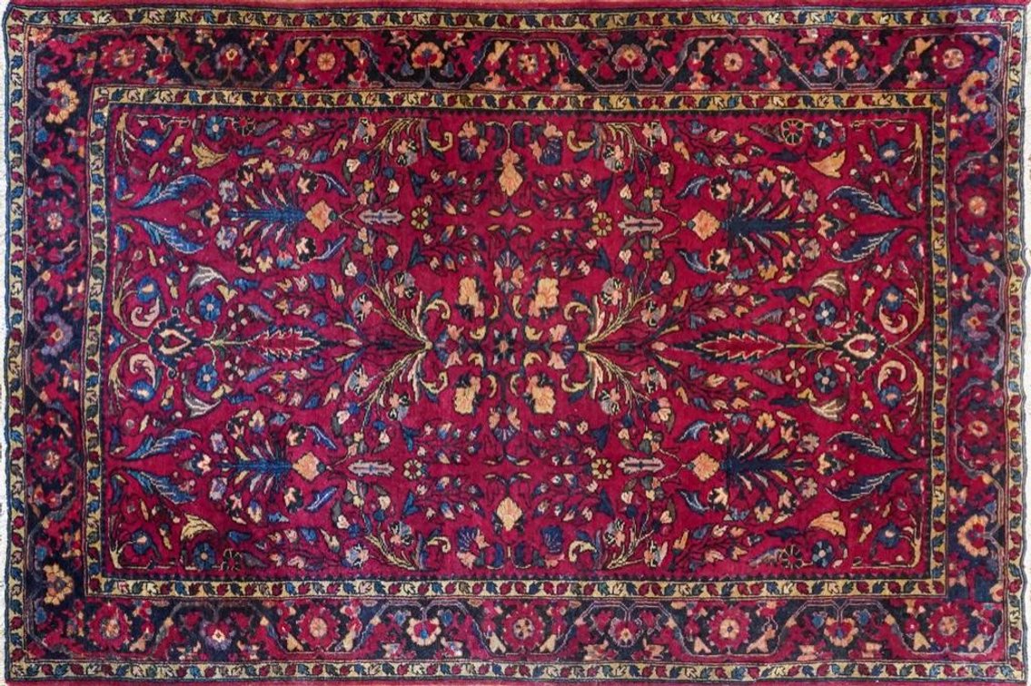 Antique Hand Knotted Wool Lilihan From Persia