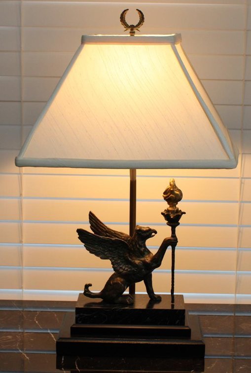 Bronze Gothic-Style Griffin Table Lamp