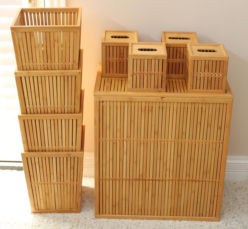 Collection of Bamboo-Style Bathroom Accessories