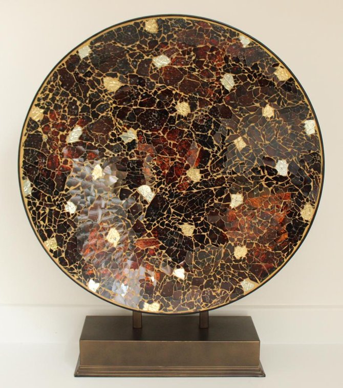 Brutalist Glass Disc on Museum Base