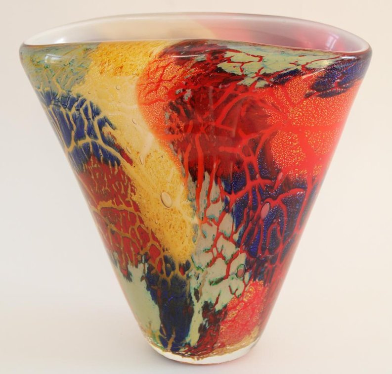 Heavy Murano Style Art Glass Vase