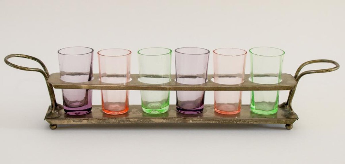 Shot Glasses in Metal Holder