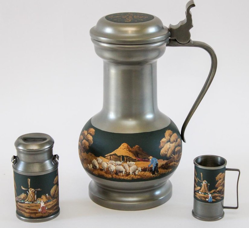 Pewter Dutch Scene PItcher