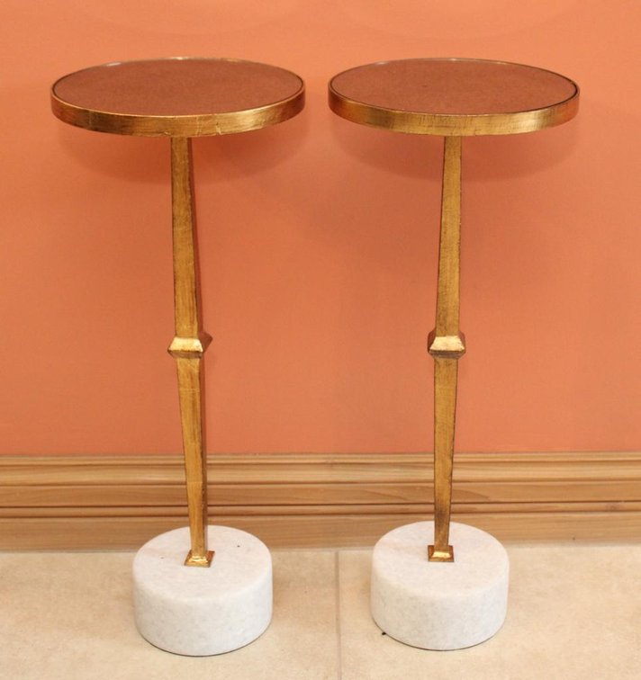 Pair of Drinks Tables with Smokey Glass Surface