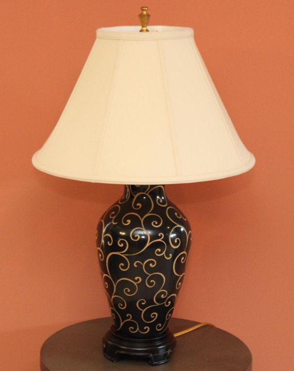 Ginger Jar Lamp with Carved Scrollwork