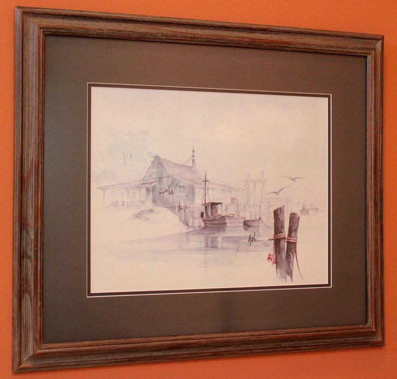 Watercolor Print Wharf Scene