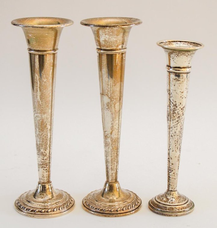Three Sterling Silver Bud Vases