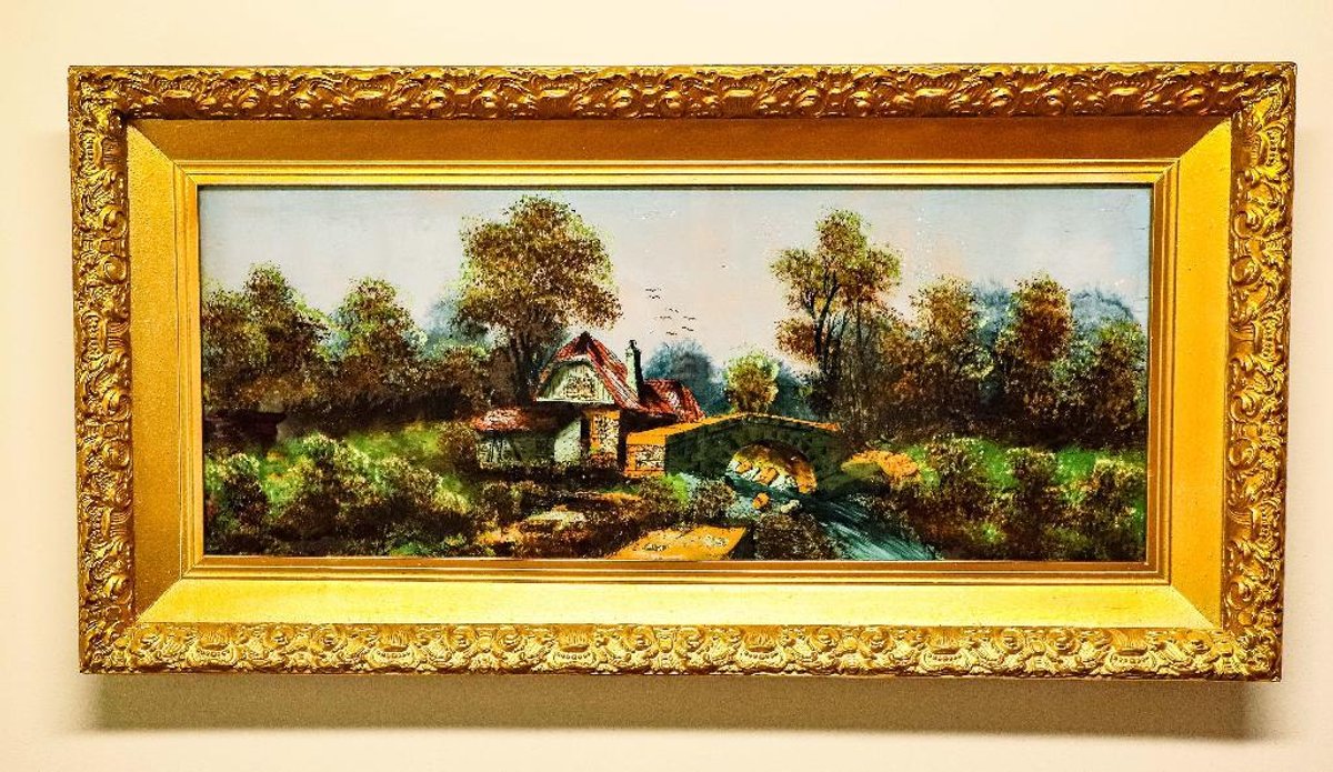 Framed Reverse Painting on Glass
