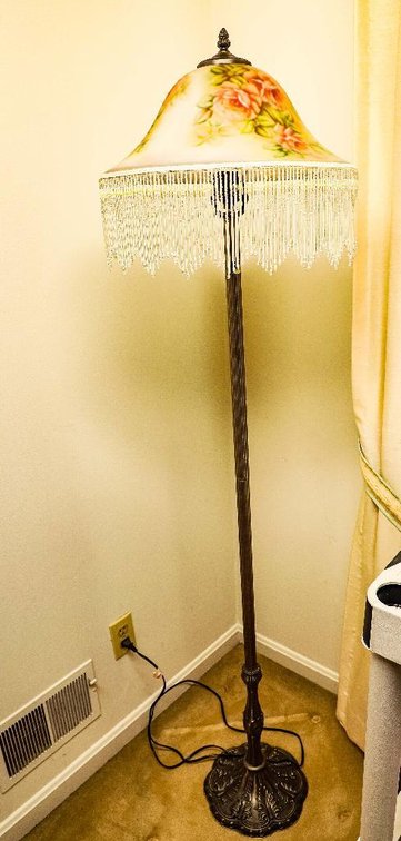 Reproduction Floor Lamp with Reverse Paint Shade Lamp