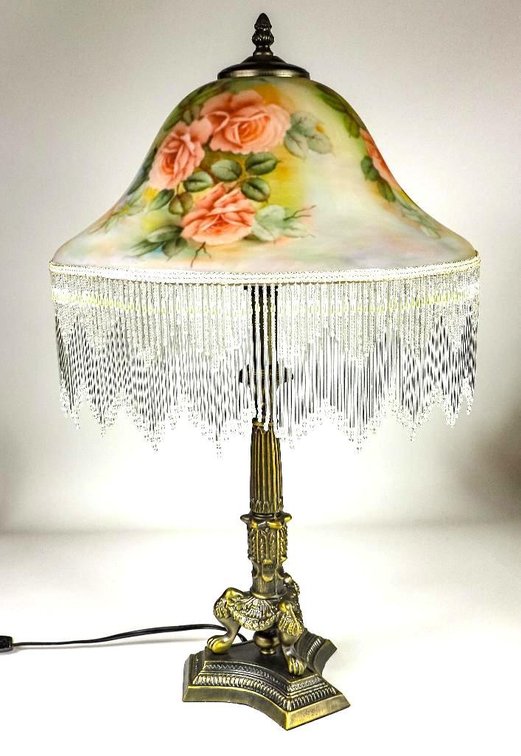 Reproduction Table Lamp with Reverse Paint Shade Lamp