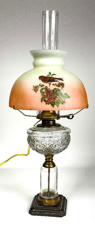 Antique Cast Iron Base Electrified Lamp