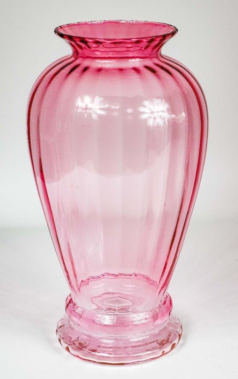 Cranberry Optic Art Glass Vase