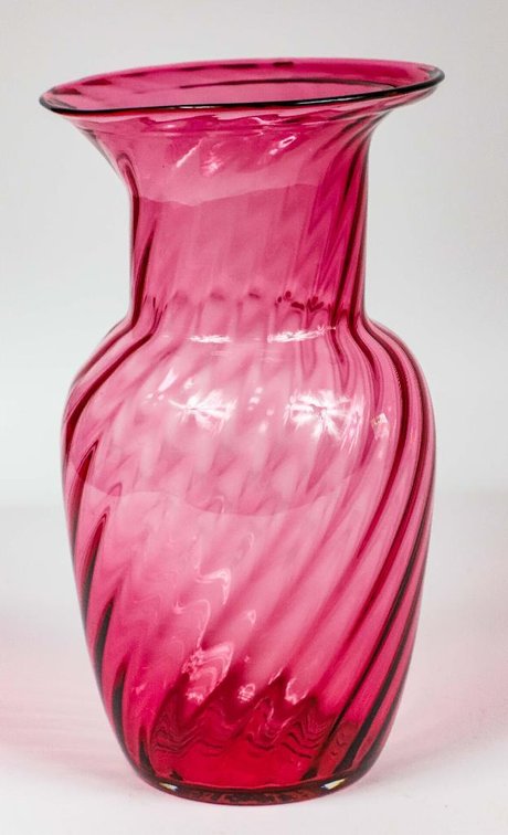Cranberry Optic Art Glass Vase