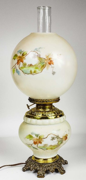 Eagle Electrified Oil Lamp with Hand Painted Landscape