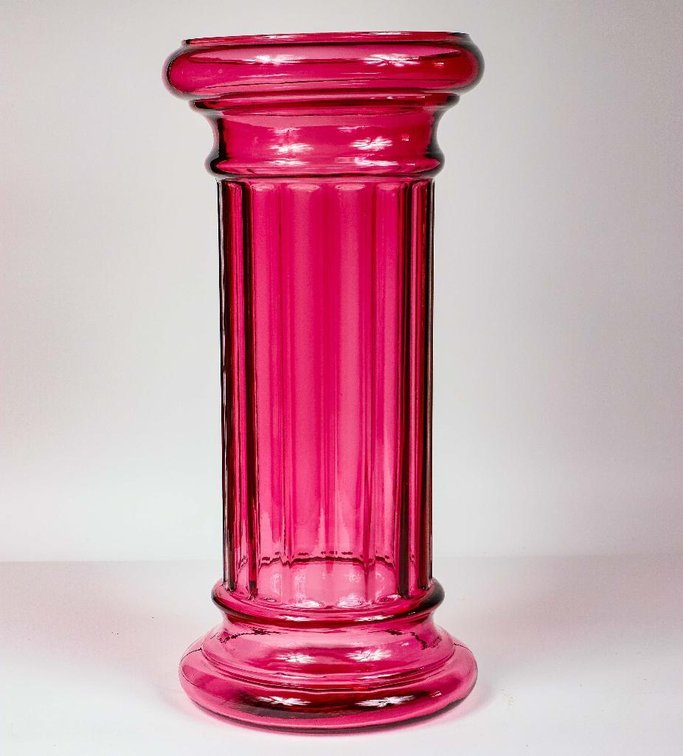 Cranberry Glass Optic Fluted Column Stand