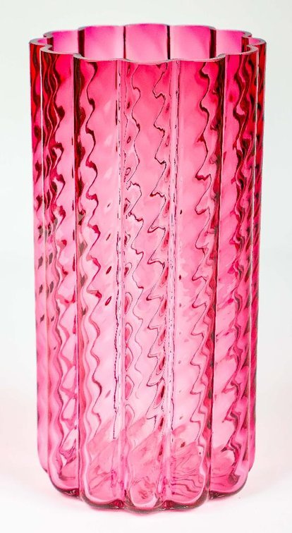 Hand Blown Cranberry Optic Vase