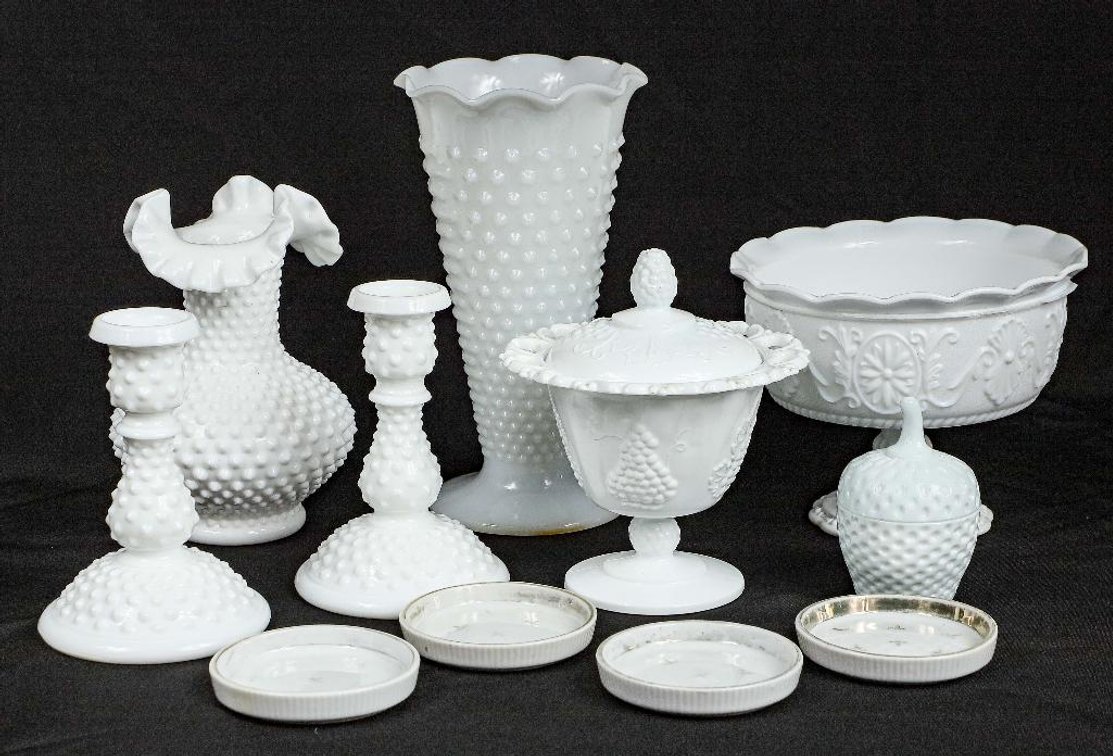 Milk Glass Fenton Candlesticks and More
