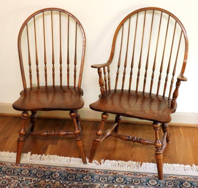 Two Oak Windsor Style Hitchcock Chairs