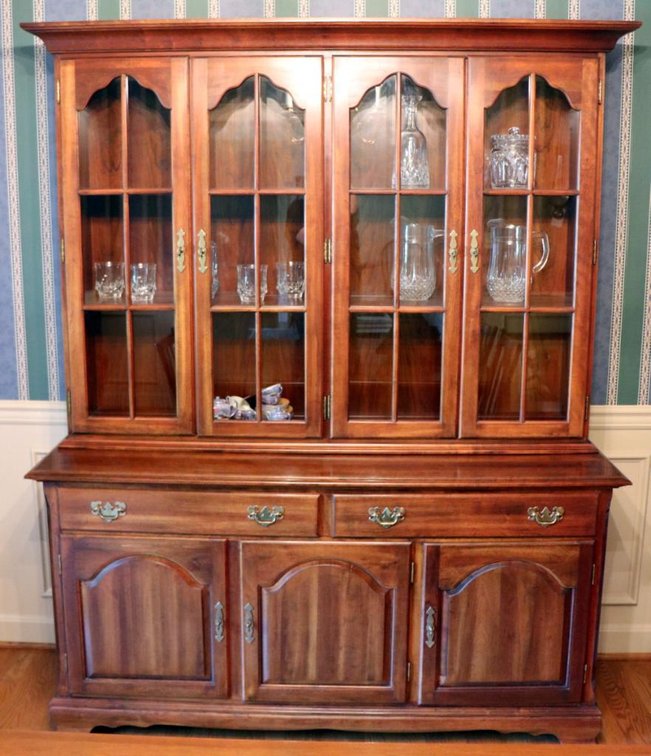 Cherry Two Piece Breakfront China Cabinet