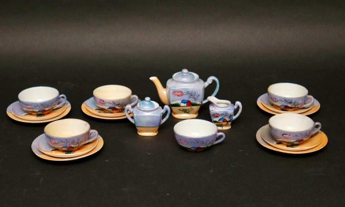Japanese Lusterware Hand Painted Child's Tea Set