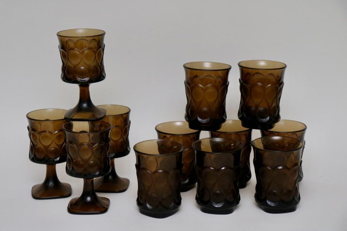 Heavy Amber Goblets and Tumblers