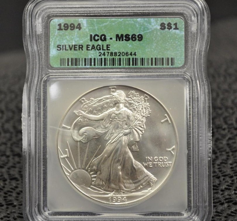 1994 Silver Eagle Dollar, Graded MS-69