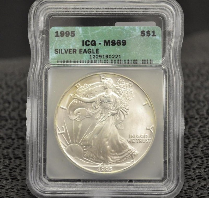 1995 Silver Eagle Dollar, Graded MS-69